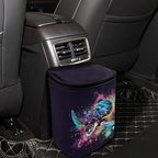 Paint Splatter Turtle Print Car Trash Can with Lid, Leak Proof Auto Trash Bag Hanging Vehicle Garbage Can Multipurpose Storage Container for Back Seat Road Trip