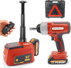 Electric Car Jack 5 Ton Cordless, 12V Battery Hydraulic Floor Jack with Remote Control, Tire Change Kit with Impact Wrench & LED Light, Portable Auto Lifting Tool for Roadside Emergency SUV RV