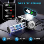 Handheld Car Vacuum Cleaner,25000PA Strong Cyclonic Suction Foldable Mini Vacuum Portable Cordless with Digital Display and One Touch Dust Removal for Car, Home, Office, Kitchen (Silver)