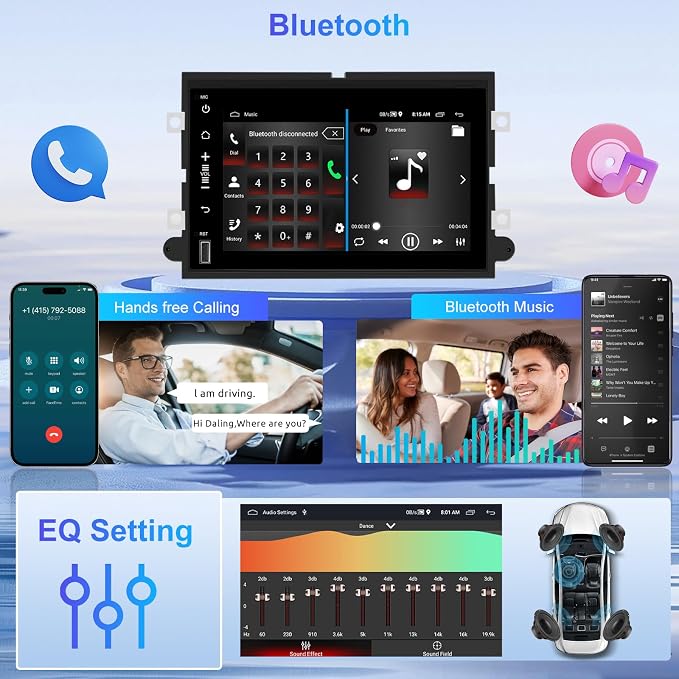 4Core+64G Car Radio Stereo for Ford F150/F250/F350 2004-2014, 7 inch 1080P Touch Screen Car Stereo with Wireless CarPlay Andriod Auto, Bluetooth, GPS, HiFi, SWC, WiFi, HD Backup Camera