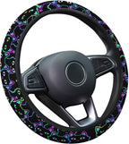 Neon Cat Steering Wheel Cover, Non Slip Polyester Car Wheel Protector for Car SUV Truck, Universal 15 Inch