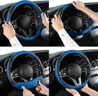 Car Steering Wheel Cover, Microfiber Leather Steering Wheel Cover Universal Fit 14.5-15 inch Anti-Slip Comfortable Breathable Car Wheel Protector for Men Women,Blue