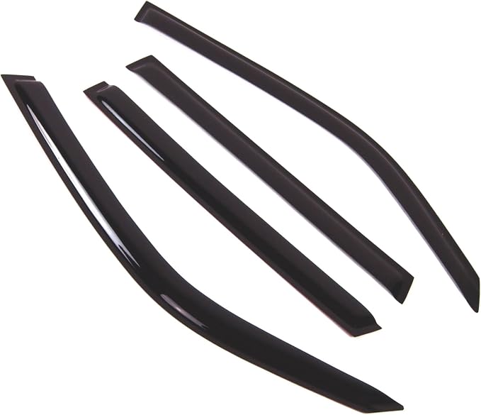 WD2-728 Dark Smoke 4 Pcs Set Window Visor (Outside Mount) Deflector Rain Guard Compatible with 2010-2016 Mercedes-Benz GLK300 GLK350