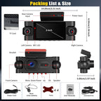 360° 4 Channel 2K Dash Cam Front and Rear Inside,3 Inch Dash Camera for Cars Car Camera Built in GPS with APP Control,IR Night Vision,Loop Recording,G-Sensor,Parking Assistance,24H Parking Monitor