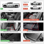 Floor Mats 2019-2026 for Chevrolet Silverado/GMC Sierra 1500, 2020-2026 2500HD 3500HD, Only Without Rear Underseat Storage Box, Only Bucket Seat/Crew Cab (Not for Regular/Double Cab)