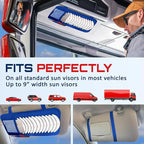 CD Case Holder for Car - Sun Visor Organizer for 12 CD’s/Dvd’s, 1 Mesh Pocket & 1 Horizontal Pen Holder - Safe, Ergonomic Design (Blue)