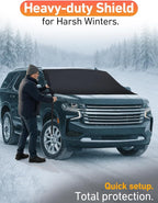 Car Snow Cover Compatible for Chevrolet Tahoe | Windshield Cover for Ice and Snow with S-Hook Straps | Heavy-Duty 600D Oxford Winter Car Cover, Waterproof & Anti-Slip