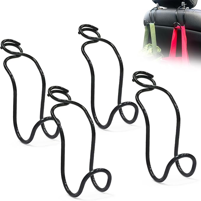 Car Hook for Purses and Bags 4 Pack Headrest Hangers (4 * Small Size) | Hard Hat Hanging Holder for Truck Car Backseat Storage Stuff for Women Automotive Necessities Accessories New Driver Gifts