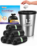Small Trash Bags 1.2 Gallon 160 Counts Garbage Bags, Bathroom Trash Can Bin Liners, Small Plastic Bags for home office kitchen, fit 5-6 Liter, 0.8-1.6 and 1-1.5 Gal, Black