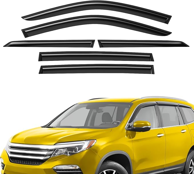Extra Durable Window Deflectors Tape-On Window Visors Rain Guards Fit for Honda Pilot 2016-2022, Sun Visors, Wind Vent for Shades, Exterior Car Accessories - 6pcs. AG0842