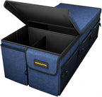 Car Trunk Organizer - 95L Collapsible Trunk Organizer with Lid, Sturdy Car Storage for SUV Auto Truck Van with Adjustable Straps and Non Slip Bottom (Blue, XX-Large)