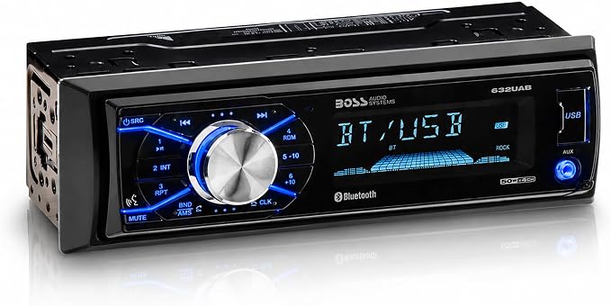 632UAB Car Stereo - Single Din, Bluetooth, No CD DVD Player, AM/FM Radio Receiver, Wireless Remote Control, Aux in, USB