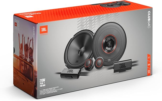 Club 64C - 6-1/2" (160mm) Two-Way Component Speaker System, 70W RMS, 210W Peak, Sensitivity (@ 2.83V): 92dB, Frequency Response: 55Hz – 20kHz, Nominal Impedance: 3.0 ohms