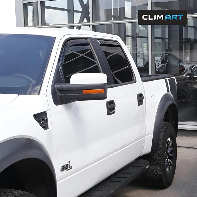 in-Channel Incredibly Durable Rain Guards for Ford F-150 SVT Raptor 2011-2014 SuperCrew, Original Window Deflectors, Vent Window Visors, Vent Deflector, 4 pcs.- 611196
