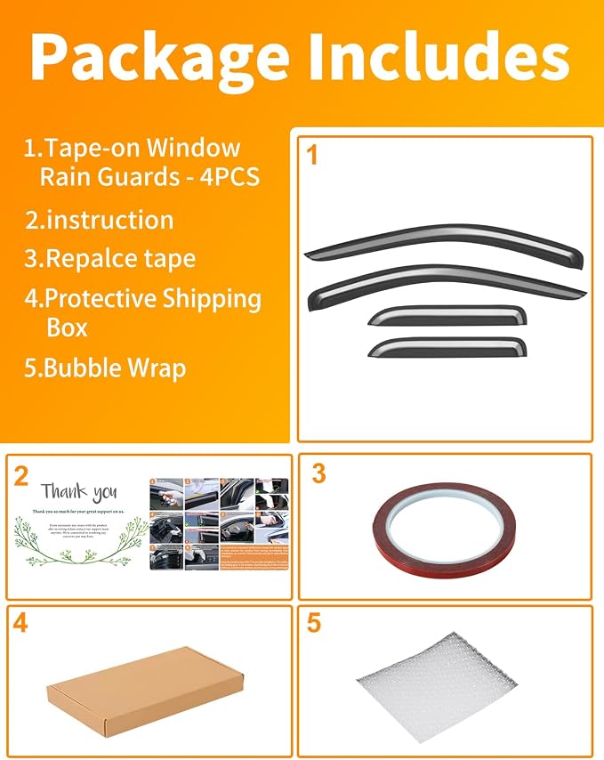 Extra-Thick Window Rain Guard for Dodge Ram 1500 2002-2008 Quad Cab&2500/3500 2003-2009 Extended Cab Rain Guards Side Window Visors Truck Vent Visor Window Deflectors Vent Shades