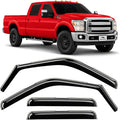 Voron Glass in-Channel Extra Durable Rain Guards for Ford F250 to F550 Super Duty 1999-2016 SuperCrew, Window Deflectors, Vent Window Visors, 4 Pieces - 200434