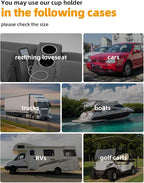 Cup Holder Insert 4pcs for RV Boat Car Couch Golf Cart, Elegant Chrome, Large Plastic Universal Drop in Cup Holder for Pontoon Table Sofa