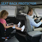2PCS Kick Mats Back Seat Protector, Waterproof Oxford Car Front Seatback Protector for Kids, Seat Back Kick Mat Organizer with 2 Mesh Pockets, Universal Car Accessories (Leather-Pocket)