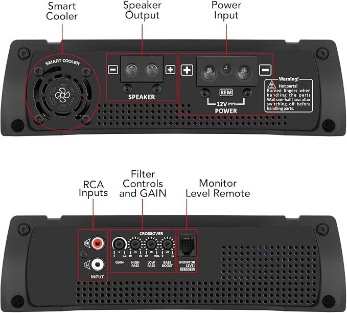 HD 3000 1 Ohm 1 Channel 3000 Watts RMS MAX, Full Range Car Audio, Monoblock, LED Monitor Indicator, Class D Amplifier, Crossover, White 3k amp, Sound Quality