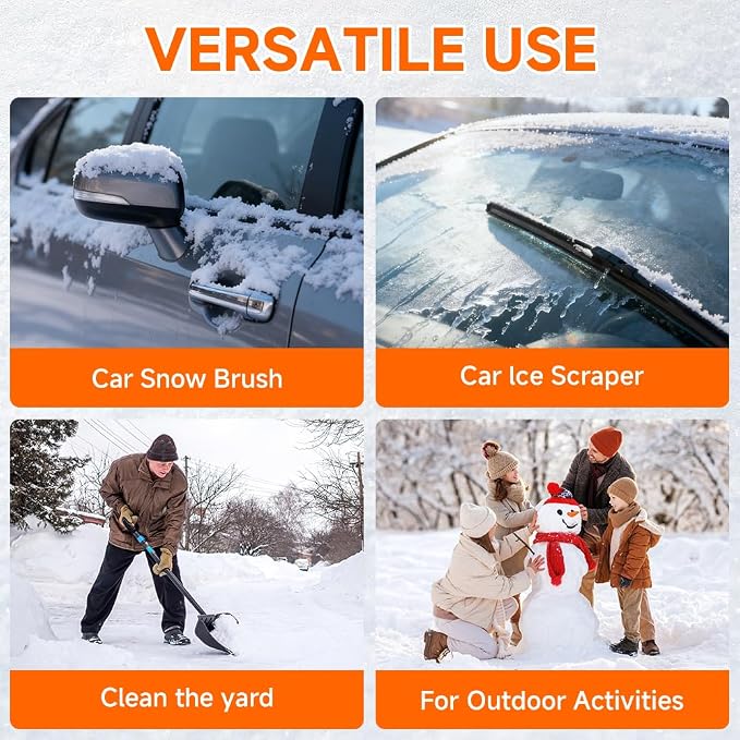 Snow Brush with Ice Scraper, Ice Scrapers, Car Windshieldand Extendable Snow Brush with Foam Grip and 360° Pivoting Brush Head, Detachable Snow Scrapers & Ergonomic Foam Grip for Cars (Blue)