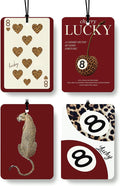 Funky Red Leopard Print Car Air Freshener 4 Pcs, Girly Cheetah Print Cherry Lucky 8 Ball Hanging Air Freshener for Cars Closet Drawer Books, Cute Leopard Car Accessories Mirror Decor for Women