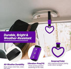 2 Pcs Heart Shaped Car Handle Strap – JD M Drift Charm Rear Bumper Warning Ring Decor for Car Interior Exterior, Subway Bus Handle Accessory, Cute Heart Car Decor Gift for Drivers (Purple)