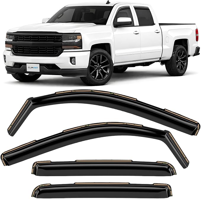 in-Channel Incredibly Durable Rain Guards for Chevrolet (Chevy) Silverado/GMC Sierra 2014-2018 Crew Cab, Truck Accessories, Vent Window Visors, Original Window Deflectors, 4pcs - 614224