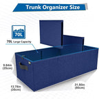 Trunk Organizer for Car, Car Organizer, Sturdy Trunk Organizer for SUV, Non-Slip Bottom, Storage Organizer for Sedans, Van, Jeep, Grocery, Large 3 Compartments, Blue 32"×13"×10.6"