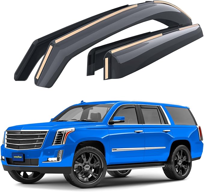 Goodyear Shatterproof in-Channel Window Deflectors for Cadillac Escalade 2015-2020, Rain Guards, Window Visors for Cars, Vent Deflector, Car Accessories, 4 pcs - GY008041