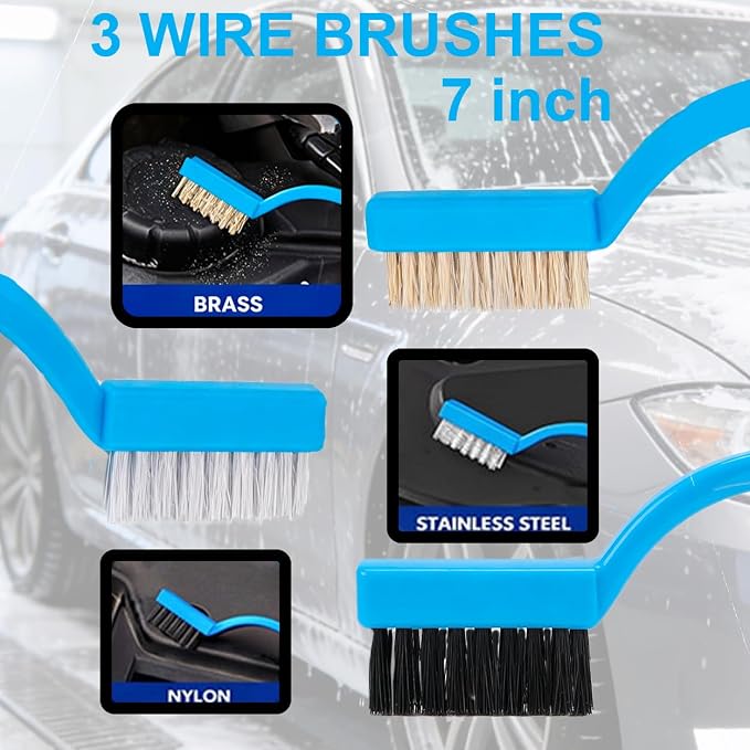 27Pcs Car Detailing Kit, Car Detailing Brush Set, Car Wash Cleaning Kit, Car Detailing Brushes, Professional Car Care Kit for Interior Exterior Wheels, Blue