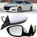 Left Driver Side Mirror Compatible with 2018-2022 Honda Accord LX Sport Power Glass | Heated | with Blind Spot | Manual Folding Repalces HO1320329 (7Pins-Pearl White)