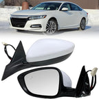Left Driver Side Mirror Compatible with 2018-2022 Honda Accord LX Sport Power Glass | Heated | with Blind Spot | Manual Folding Repalces HO1320329 (7Pins-Pearl White)