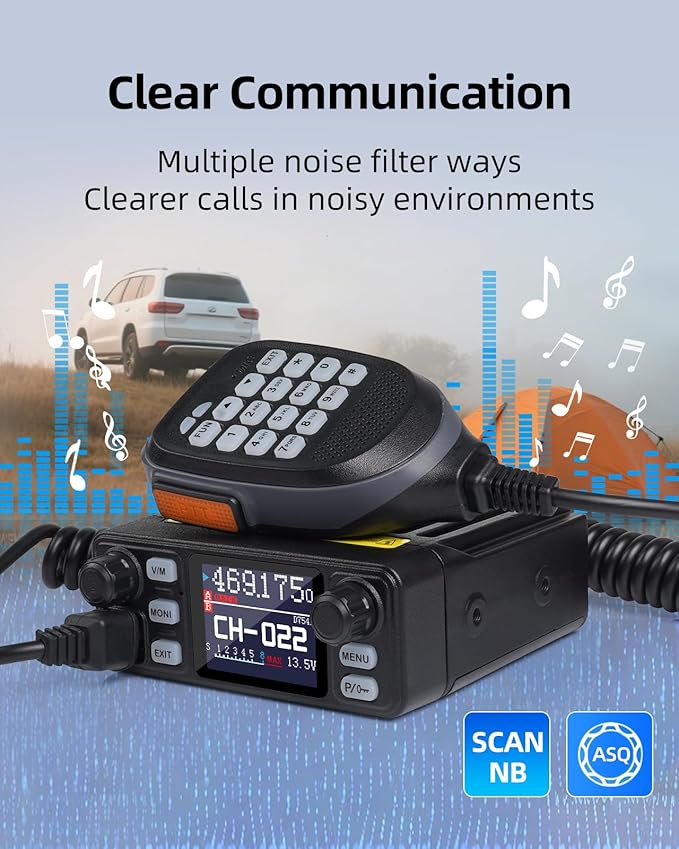KSUN Mobile Transceiver Radio for Vehicle Truck with Cigarette Lighter Plug Dual Band VHF/UHF Mini Car Radio Long Range CB Two Way Radio for Driver Off Road,UV5200D