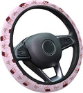 Retro Red Soda Bow Steering Wheel Cover, Polyester Non-Slip Car Wheel Grip, Universal 15 Inch Auto Accessory