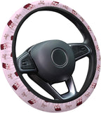 Retro Red Soda Bow Steering Wheel Cover, Polyester Non-Slip Car Wheel Grip, Universal 15 Inch Auto Accessory