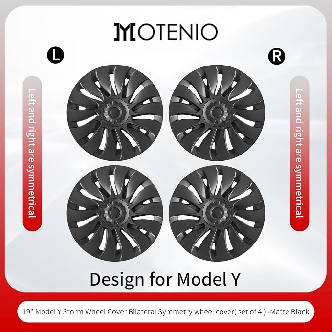 Wheel Cover for Tesla Model Y 4PCS Hubcaps for Tesla Wheel Cover Model Y(2020-2024) 19inch Storm Rim Full Cover Hubcaps Accessories (Storm Style, 19 inch)