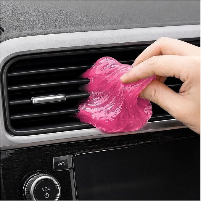 Car Cleaning Gels, Reusable Dashboard Dust Removal Slime Auto Detail Cleaner, Universal Cleaning Putty Air Vent Dusting Mud Fits for Vehicles Keyboards Laptops Keys (Pink)