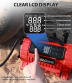 Tire Inflator Portable Air Compressor, 12V DC/110V AC Car Tire Pump with Inflation and Deflation, 5 Preset Modes, Digital LCD Gauge for Car Tires, Bike, and Air Mattress (Dark Red)