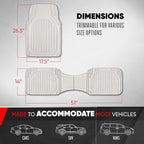 FlexTough LITE Rubber Car Mats Full Set - All Weather White Floor Mats for Trucks, Cars & SUVs - Automotive White Car Floor Mats for Cars Interior Accessories Universal Trim-to-Fit