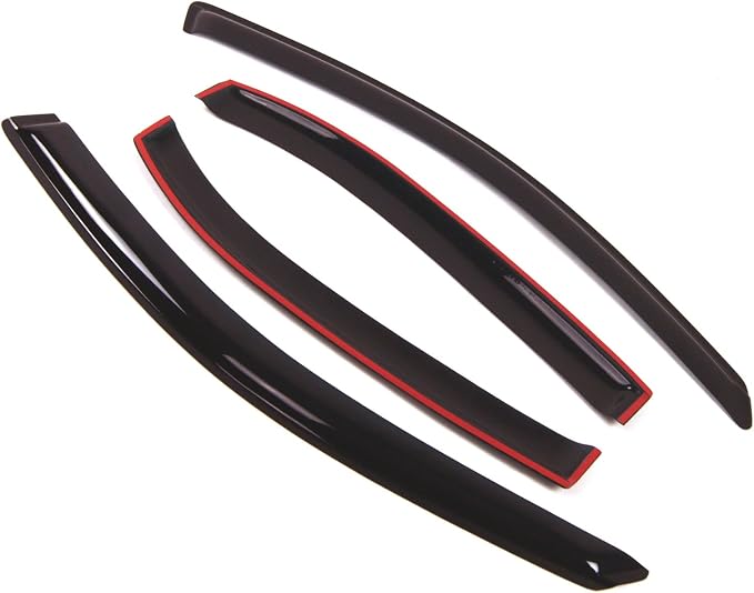 WD2-182 Dark Smoke 4 Pcs Set Window Visor (Outside Mount) Deflector Rain Guard Compatible with 2006-2012 Lincoln Zephyr