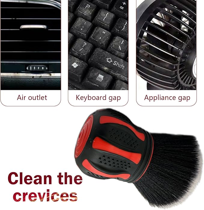 Car Interior Brush, Soft Bristles with Storage Rack, Car Beauty Tools, Car Detailing Brush Kit, Suitable for Most Cars (Red)