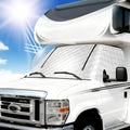 RV Windshield Window Snow Cover for Class C Ford E450 1997-2025 Motorhome, Windshield Cover for Ice and Snow RV Front Window Sunshade Cover RV Accessories 4 Layers with Mirror Cutouts Zipper