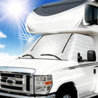 RV Windshield Window Snow Cover for Class C Ford E450 1997-2025 Motorhome, Windshield Cover for Ice and Snow RV Front Window Sunshade Cover RV Accessories 4 Layers with Mirror Cutouts Zipper