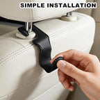 Headrest Hooks for Car, Leather Car Purse Hooks Hanger Holder Hook for Hanging Purses and Bags and Coats, 4Pack Black