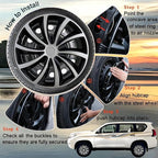 Hubcap Wheel Cover Replacement R16 Hub Caps Universal-Fit Steel Wheel Rim Cover ABS Material Exterior Accessories for Car Truck SUV -Set of 4（16-inch，Silver-Black）