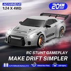 RC Drift Car, 1:24 Remote Control Car for Kids, 20KM/H 4WD High Speed RC Cars with LED Lights, Two Batteries, Extra Drifting Tires, Vehicle for Adults Boys Girls