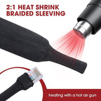 Heat Shrink Braided Sleeving, 2:1 Ratio Shrinkable Fabric Tubing Sleeve Abrasion Protection Cable Wire Sheath (3/8"-25ft)