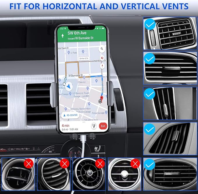 Upgraded-2nd Generation Universal Phone Holders for Your Car, Hands Free Air Vent Car Phone Holder Mount Compatible with iPhone 16/15/14/13/12/11 Series and All Phones