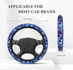 Abstract Blue Cool Lightning Steering Wheel Cover For Women Men Girls Car Accessories Decor Anti-Slip Neoprene Auto Steering Wheel Covers Protector Universal 15 Inch