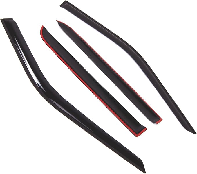 WD2-791 Dark Smoke 4 Pcs Set Window Visor (Outside Mount) Deflector Rain Guard Compatible with 2015-2016 Ford F-150 SuperCrew/Crew Cab